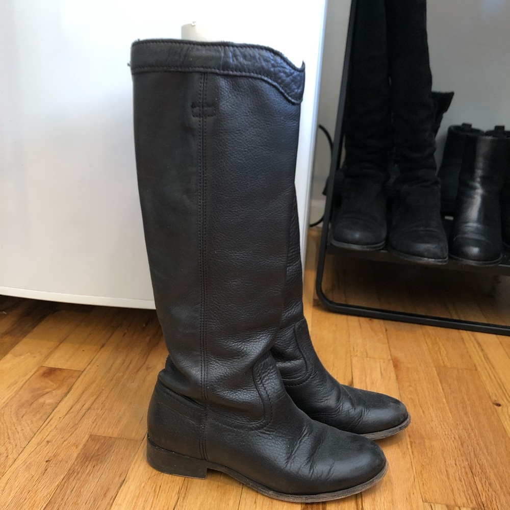 Frye black leather tall boots